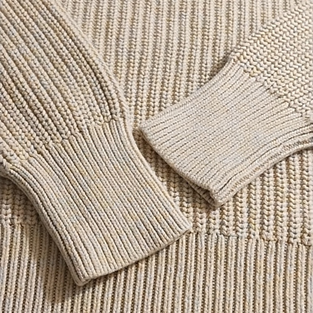 Yellow Pastels Natural 100% Cotton Crewneck Knit Sweater Oversized Small - Picture 6 of 9